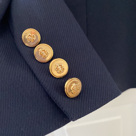 Vintage Talbots Navy Wool Blazer with Military Crest Made in Hong Kong. Petite 6 - Picture 6 of 12